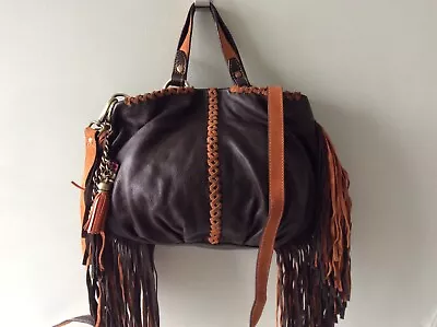 BUTTERFLY MATTHEW WILLIAMSON Brown And Orange Tassled/fringed Slouchy Handbag  • £16