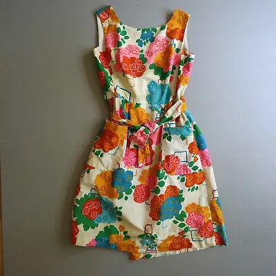 Vintage Malia Honolulu Hawaii Wrap Dress Floral Flowers Medium M 60s 70s • $199