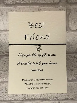 £2.49 • Buy Wish Bracelet Card String Charm Best Friend Friendship Inspirational Gift Idea