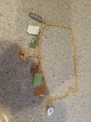 £14.41 • Buy Vtg   Charm Bracelet  With States Rollerblades And Indian And Panda Necklace 