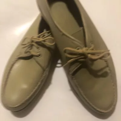 SPERRY  Vintage70s Green/Tan TopSider Leather Oxford Dress Casual Shoe Size 11 • $29.55