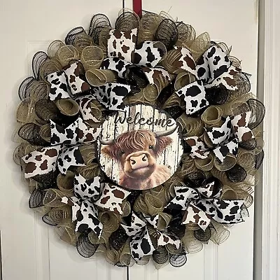 Welcome Cow Wreath • $45