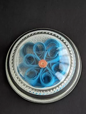 Vintage Glass Dome Magnifying Paperweight Quilled 3-D Flower By C.M. Barton • $39.95