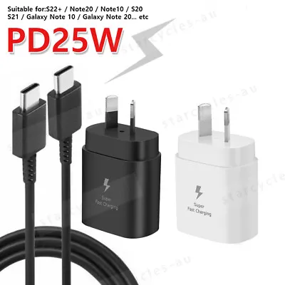 25W Super Fast Wall Charger & Type-C Cable For Samsung Galaxy S21 22 S23 Ultra • $16.79