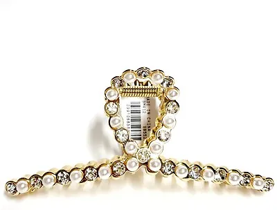 J.Crew Rhinestone Claw Hair Clip Pearl Crystal Multi Gold Plated New With Tags • $27