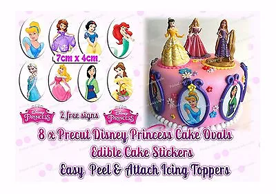 £2.99 • Buy 8 X 7CM DISNEY PRINCESS EDIBLE PRECUT ICING OVALS CAKE TOPPERS Or CUPCAKE CIRCLE
