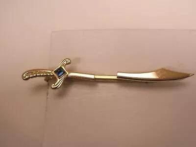 Scimitar Saracen Sword Blue Stone Vintage LARGE SLIDING HICKOK Tie Bar Clip • $27.49