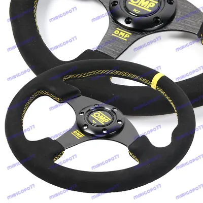13  Yellow Stitching Suede Leather Racing Sport Steering Wheel For Momo OMP Hub • $71.42