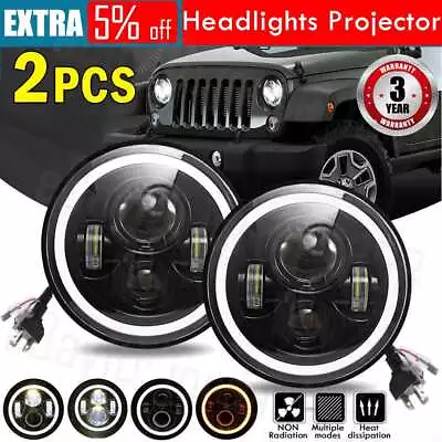 2PCS 7'' LED Headlights Hi/Lo Beam DRL Projector For JEEP Wrangler JK GQ PATROL • $39.45