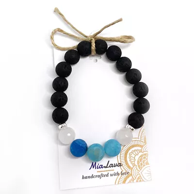 $22 • Buy MiaLava | CRYSTAL AROMATHERAPY DIFFUSER BRACELET SPIRITUAL LOVE - ROSE QUARTZ 
