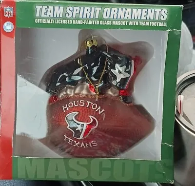 HOUSTON TEXANS TORO Blown Glass Team Spirits Mascots Christmas Ornament • $20