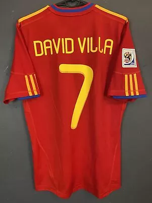 Villa 7 Mens Spain National 2010/2011 Winner Football Soccer Shirt Jersey Size S • £198.86