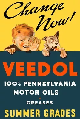 Veedol Summer Grade Motor Oil New Sign-16x24  USA STEEL XL Size- 4lbs • $88.88