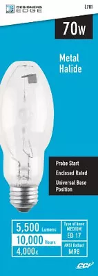 Metal Halide Light Bulb 70-Watt Pulse Start Medium Base Lamp  L781 5500-Lumen • $19.99