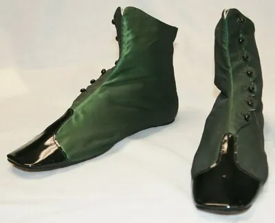 1850-1860 Lady's Emerald Silk Side Buttoning Ladies Boot • $204