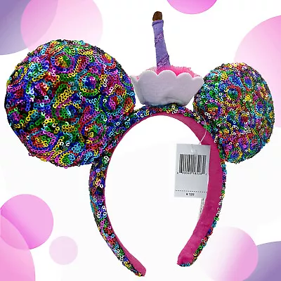 Birthday Cake Candles Sequin Mouse Ears Disney-Party Headband For Girls Women • $16.07