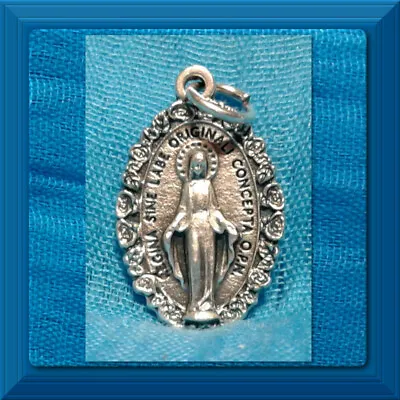 Miraculous Medal Catholic Rose Border LATIN Virgin MARY 1  Made In ITALY On Sale • $2.35