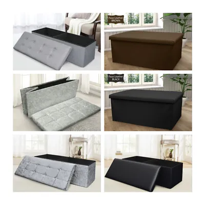 One Or Two Seater Ottoman Storage Box Foldable Toy Blanket Box Footstool Pouffe • £21.95