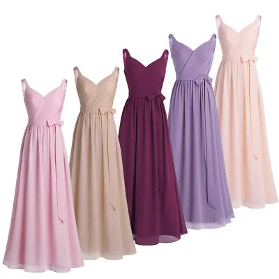 £22.70 • Buy Women's Wedding Formal Bridesmaid Evening Party Cocktail Prom Pleated Maxi Dress