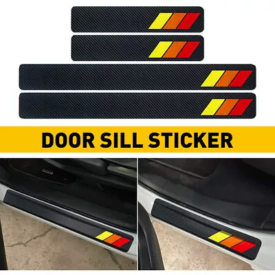 DOOR SILL PROTECTOR Retro Classic Style Tri-ColorCarbon Door Fiber Sill Sticker • $11.09