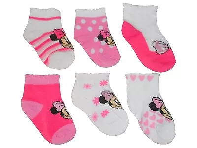 Disney Minnie Mouse Baby Infant Girl's Assorted Socks 6 Pk Size: 12-24 Mo. NWT • $6.50