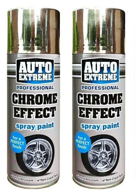 2 X Chrome Foil Mirror Effect Spray Paint Car Bike Auto Aerosol Spray  - 400ml • £8.98