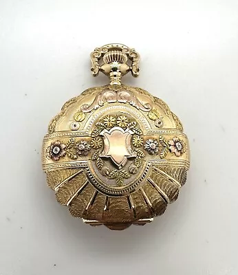 1917 Antique Elgin 14k Multi Color Gold Hunter Case Scalloped Pocket Watch 3/0s • $1299