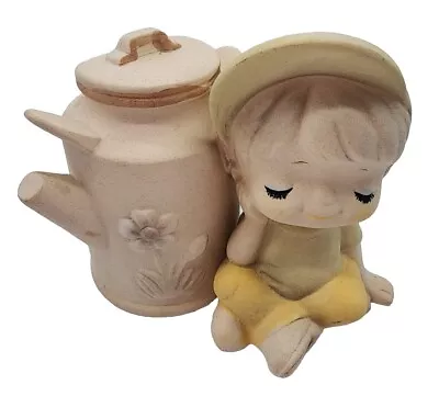 Vintage UCTCI Japan Closed Eye Boy & Milk Jug Pottery Planter Figurine • $15.99