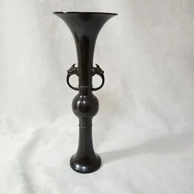 £160.36 • Buy Japanese Bronze Munetatsu Ichinose Flower Vase Kaki Grim Face Handles Ikebana