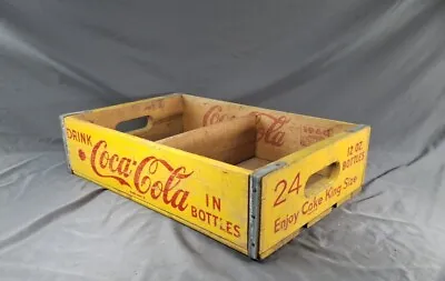 1960 Coca-Cola Yellow Wooden 12oz. Soda Bottle Crate - KING SIZE • $125