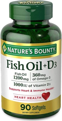 $15.95 • Buy BUY2 GET1 FREE(Add 3) Nature's Bounty Fish Oil + D3, 1200 Mg Softgels - 90 Count