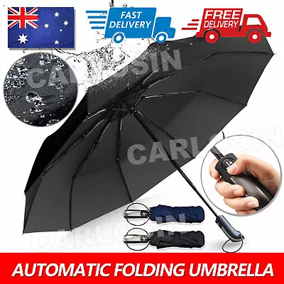 $13.95 • Buy 10Ribs Automatic Umbrella Auto Open Close Compact Folding Anti Rain Windproof AU