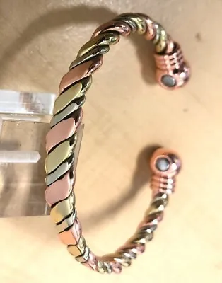 3-Tone Pure Copper Magnetic Bangle Bracelet Arthritis Pain Relief Energy Cuff • $15.99