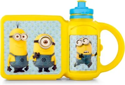 Minions Character Combo Set Kids School Lunch Snack Box Sports Water Bottle New • £5.45