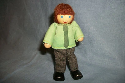 $2.54 • Buy Wood Ryan's Room Man Boy Figure Fabric Clothing Poseable Yarn Hair 4 1/4 