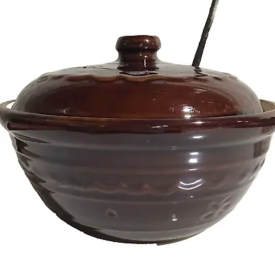 Vintage MarCrest Daisy Dot Ovenproof Brown Stoneware Casserole Dish Bowl W/ Lid • $29.99