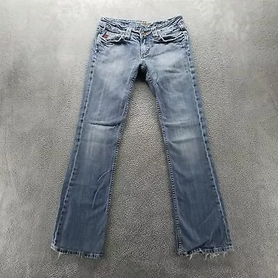 VTG Miss Me Jeans Womens 27 Blue Bootcut Basic Flap Pockets Stretch Medium Denim • $22.39