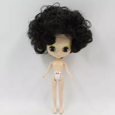 Mini Blythe Doll 4  Nude BJD Shiny Face Black Curly Hair Interactive DIY Toy Kid • $28.02