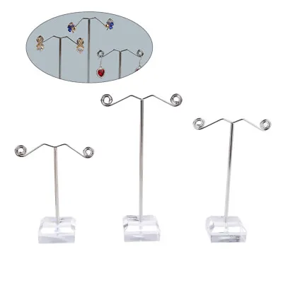  3 Pcs Acrylic Ear Studs Holder Jewelry Tree Earrings Stand Metal Display Rack • £7.79