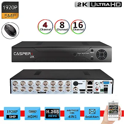 Digital CCTV Video Recorder 5MP 4 8 16 Channel DVR AHD 1920P VGA HDMI BNC UK • £51