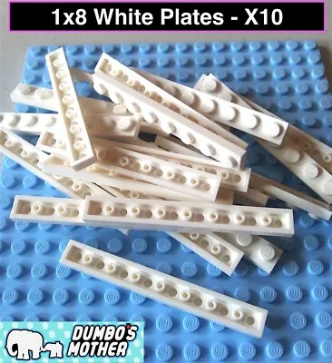 100% Lego 1x8 White Plate Building 3460 NEW X10 • $5.04