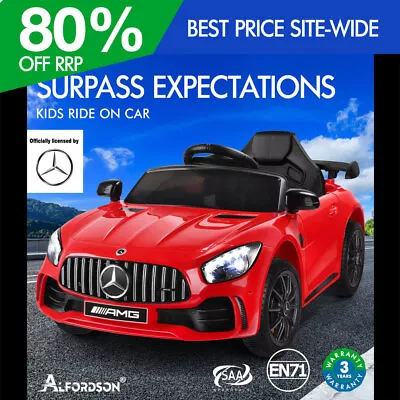 ALFORDSON Kids Ride On Car Mercedes-Benz AMG GT R Licensed Electric Motors Red • $138.95