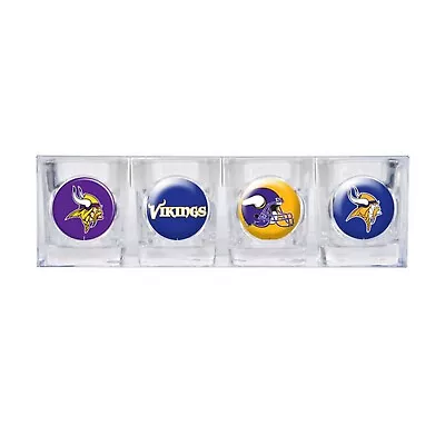 Minnesota Vikings Shot Glass Set 4 Piece Logos NFL • $29.95