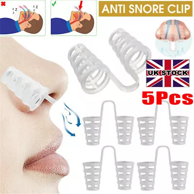 5 Anti Snoring Nasal Dilator Nose Clip Stop Snore Easy Breathe Soft Silicone Aid • £4.59