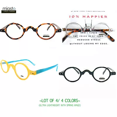 Set Of 4 Pairs~ Miasto Extra Small Mini Oval Round Reading Glasses+2.75~4 Colors • $48.99