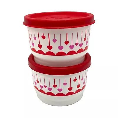 Tupperware Snack Cup Containers 4 Oz. Vintage Heart Set Of 2 • $14.99