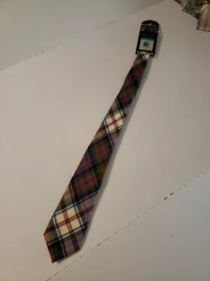 New Lochcarron  Dress McDonald Neck Tie 3” Wide Red Wool Scotland W/tags Damaged • $20