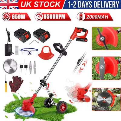 24V Cordless Strimmer Grass Trimmer Electric Tree Garden Edger Cutter 2 Battery • £37.19