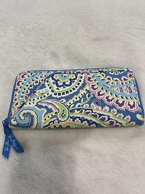 Vera Bradley Capri Blue Retired Travel Organizer Passport Wallet Case Zip Around • $25