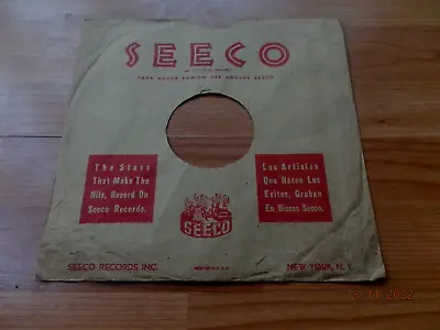Seeco Company Sleeve - Original USA Hispanic 78rpm - 10 Inch Record Sleeve - VGC • $18.64